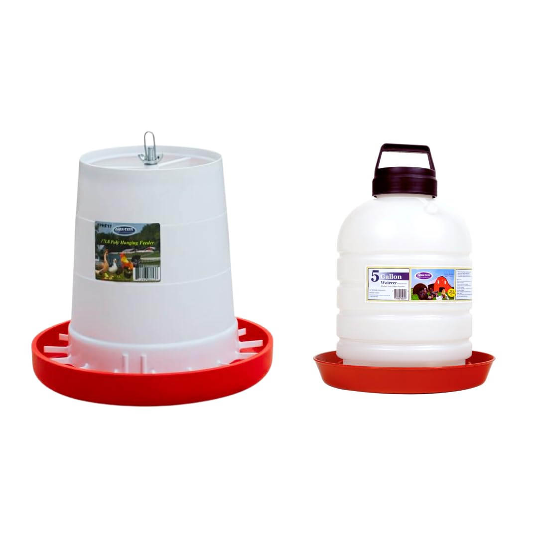5 Gallon Automatic Poultry Waterer and Feeder Combo Pack V6472