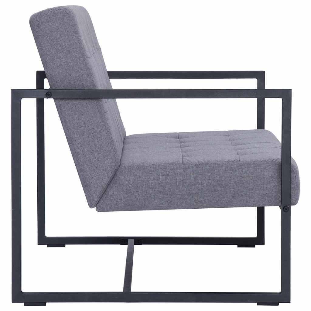 Light Gray Fabric 2 Seater Loveseat Sofa with Steel Legs I87171