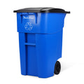 50 Gallon Blue Plastic Trash Can with Lid and Wheels B165