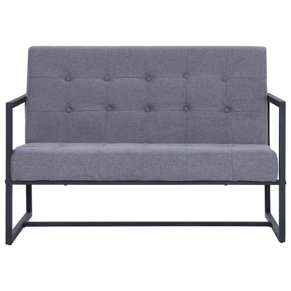 Light Gray Fabric 2 Seater Loveseat Sofa with Steel Legs I87171