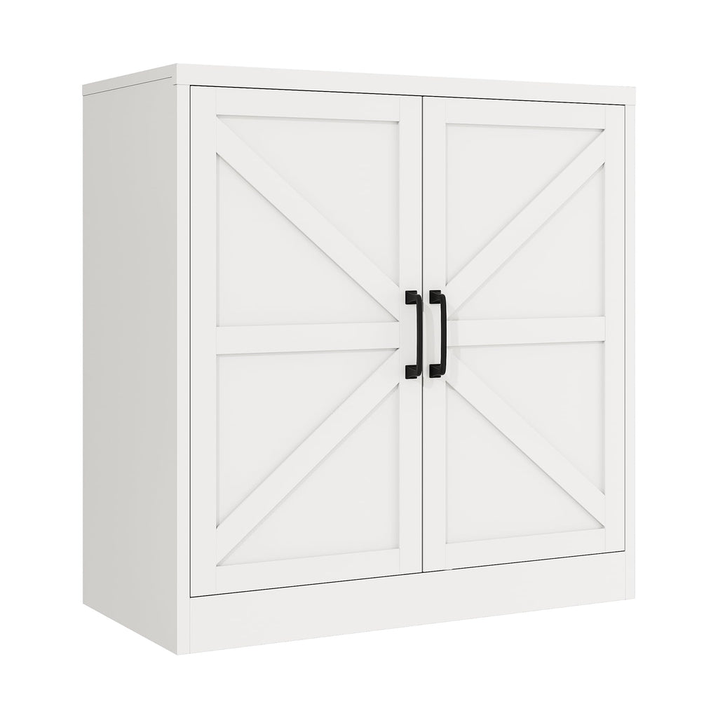 White 36" Metal Storage Cabinet with Doors and 2 Adjustable Shelves Q44328