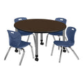 48" Round Mobile Table with 4 Navy Blue Chairs R71126