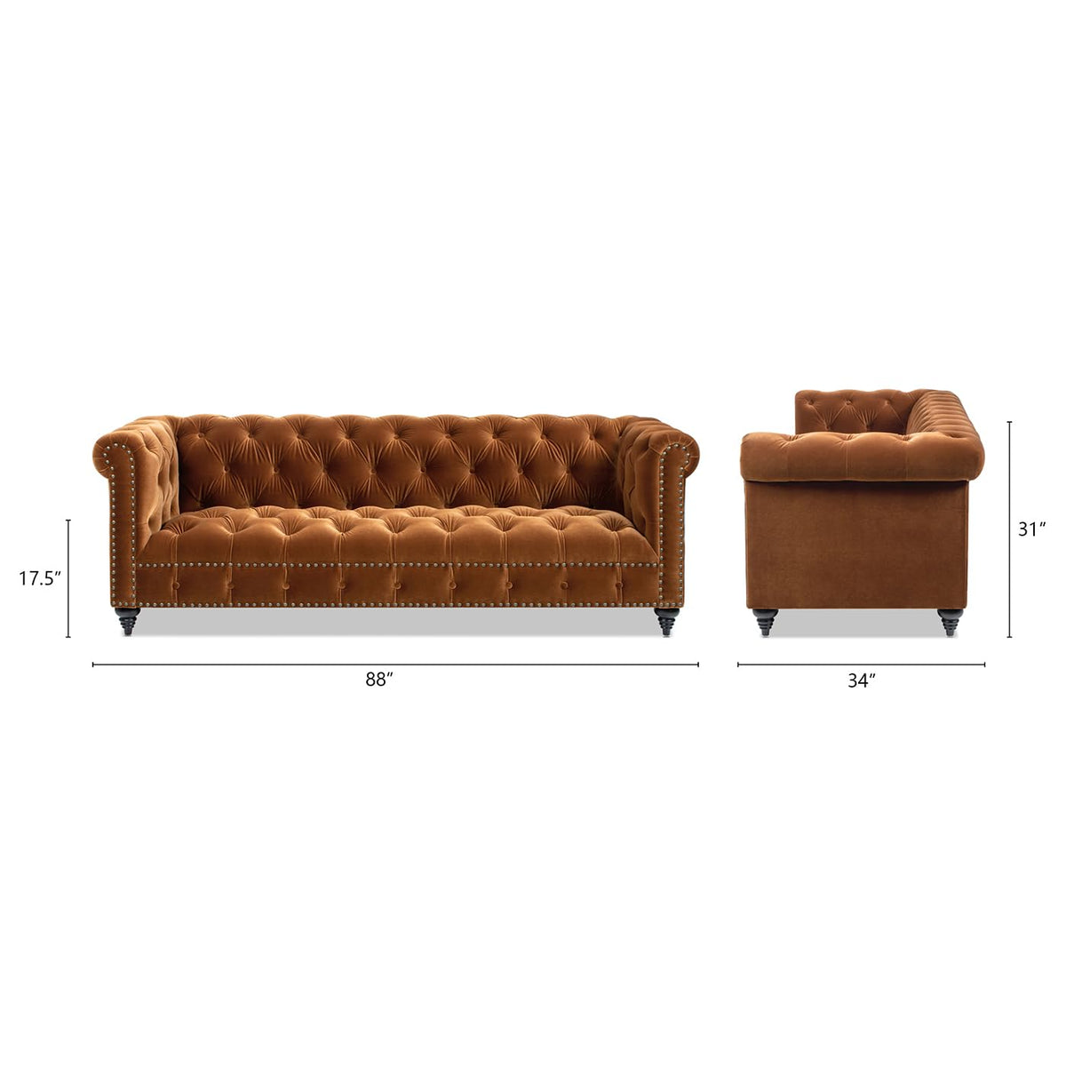 88" Burnt Orange Performance Velvet Sofa D868685