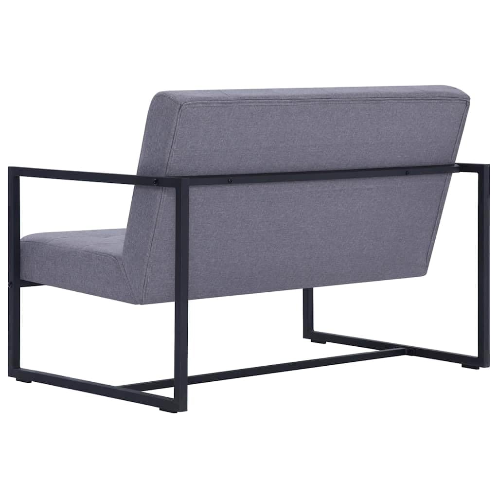 Light Gray Fabric 2 Seater Loveseat Sofa with Steel Legs I87171