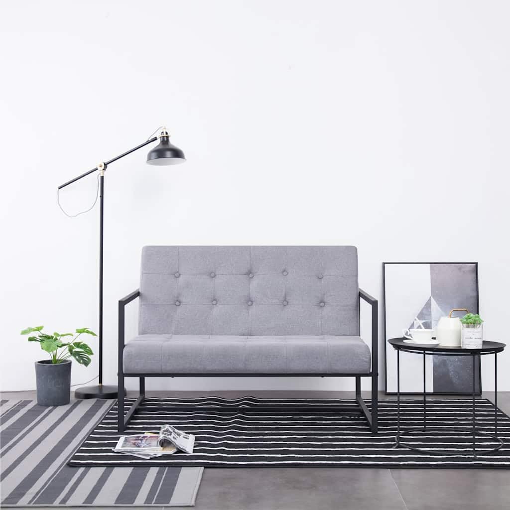 Light Gray Fabric 2 Seater Loveseat Sofa with Steel Legs I87171