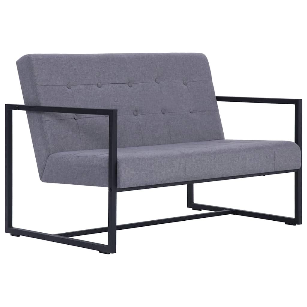 Light Gray Fabric 2 Seater Loveseat Sofa with Steel Legs I87171