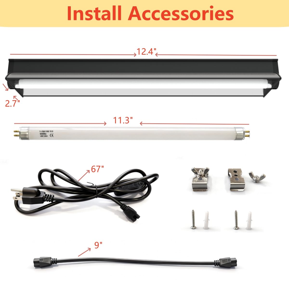 8W T5 UVB UVA Reptile Light Fixture and Bulb Kit W356