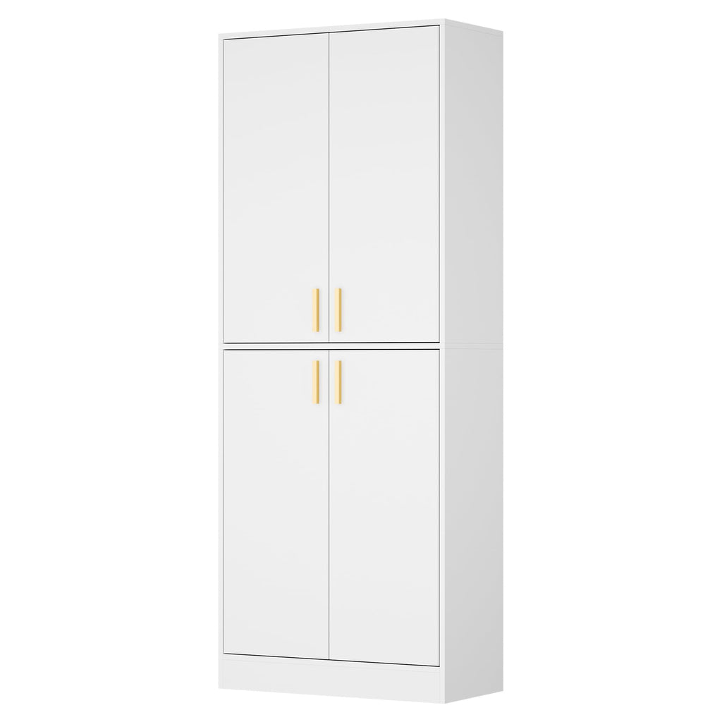 White Wood Storage Cabinet with Doors and Shelves N514