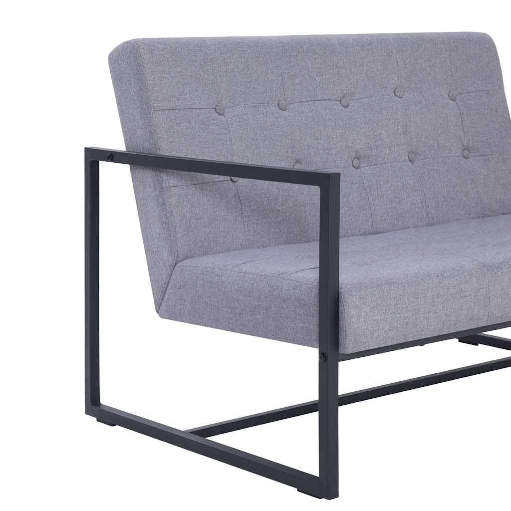 Light Gray Fabric 2 Seater Loveseat Sofa with Steel Legs I87171