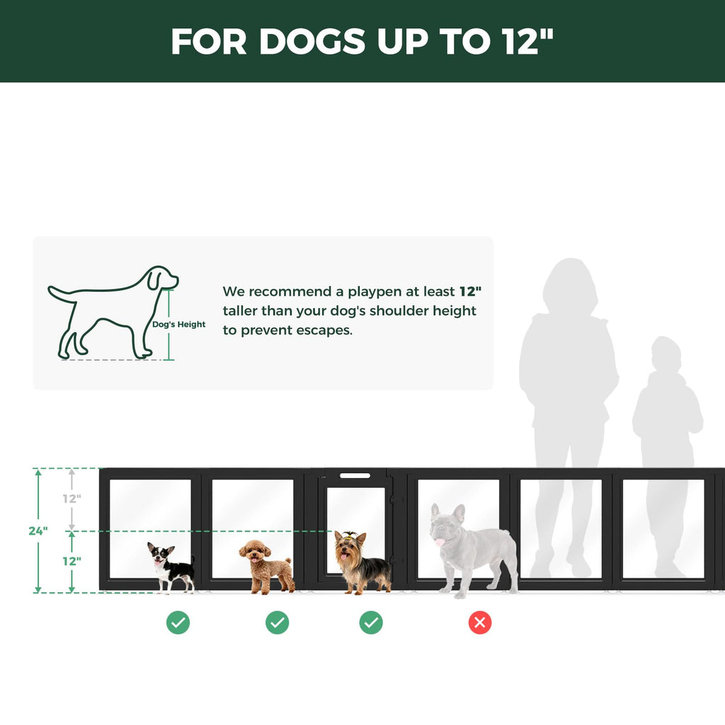 Clear Acrylic 24" H 16 Panels Dog Playpen L74139