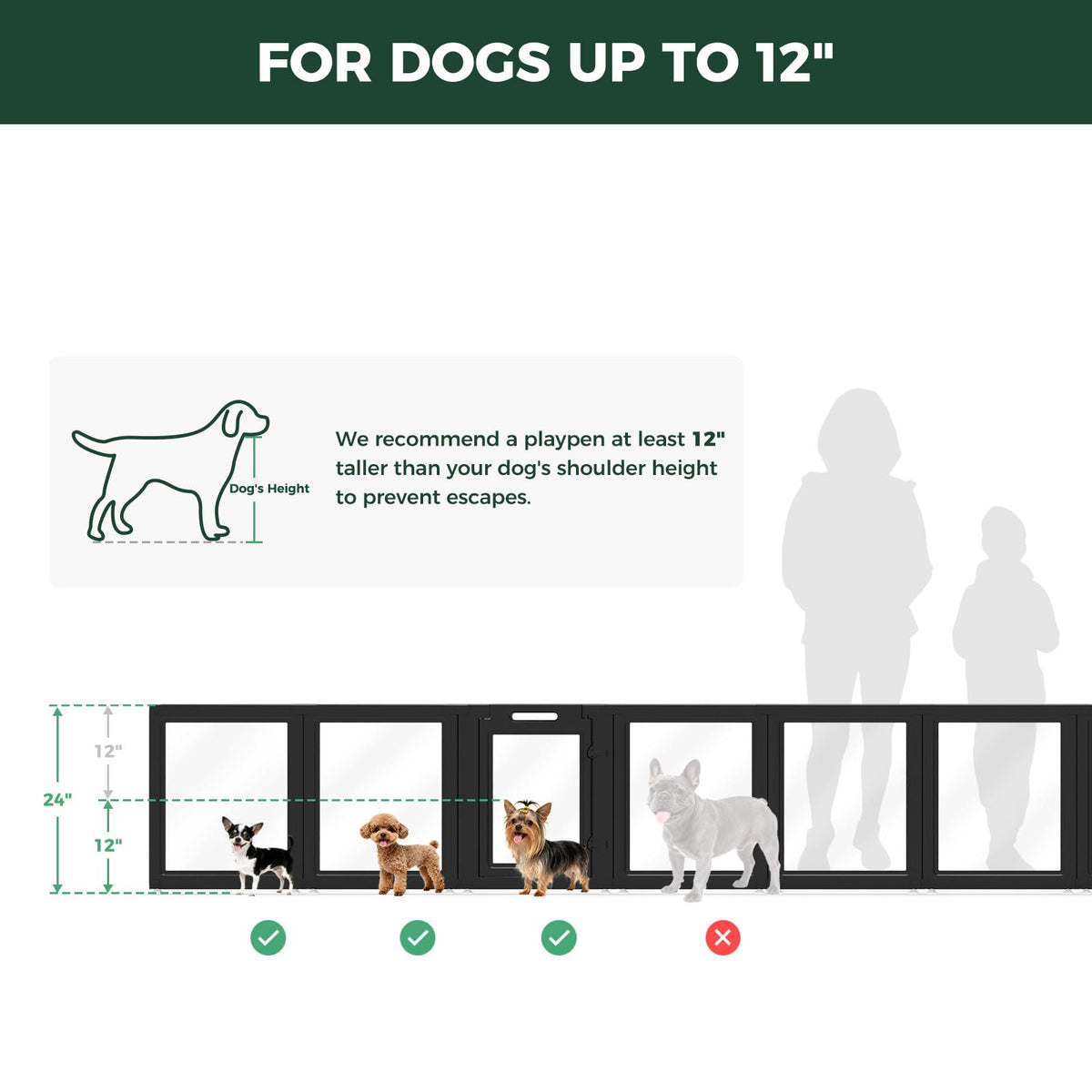 Clear Acrylic 24" H 16 Panels Dog Playpen L74139
