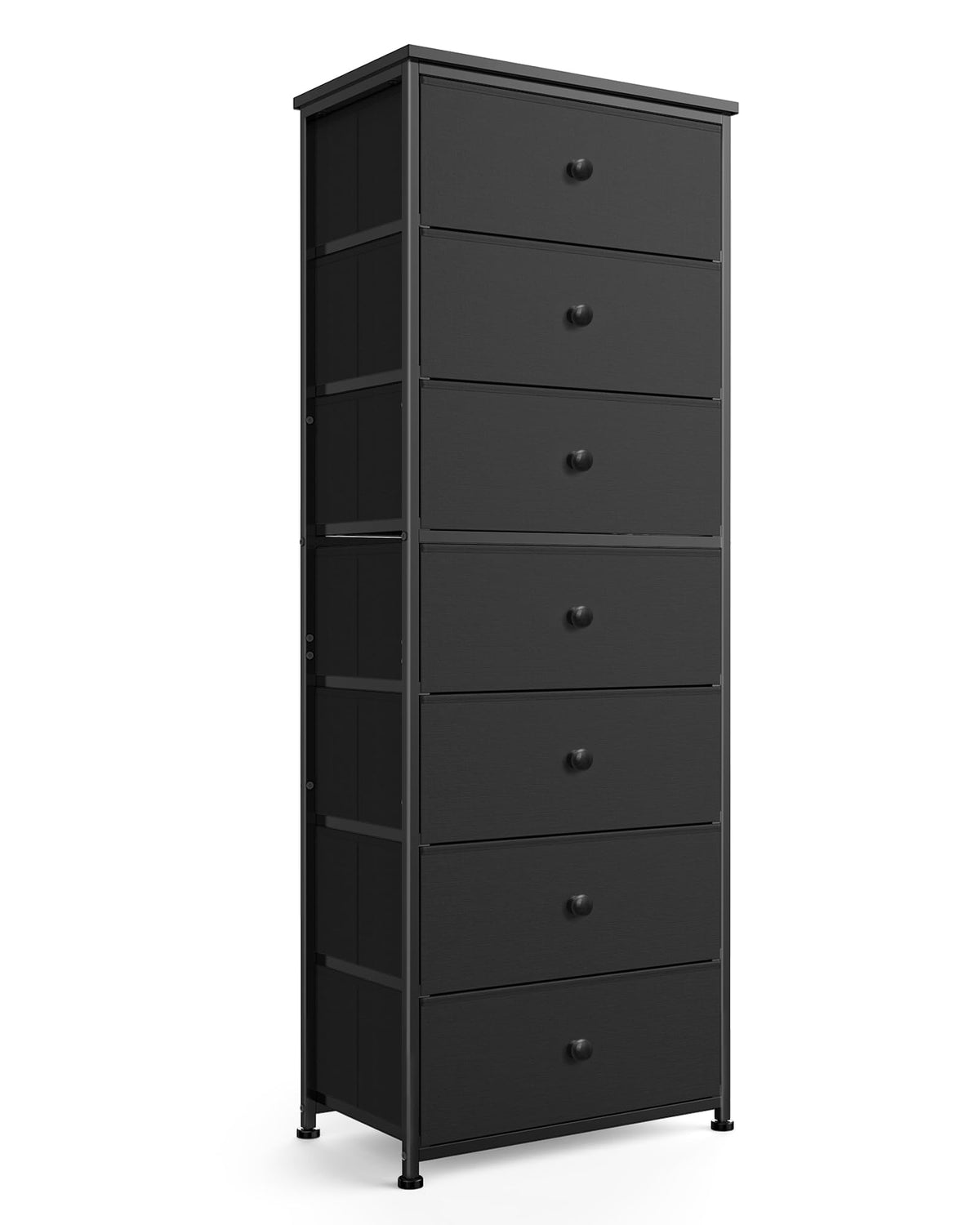 Tall Fabric 7 Drawer Dresser with Steel Frame Wood Top V20554