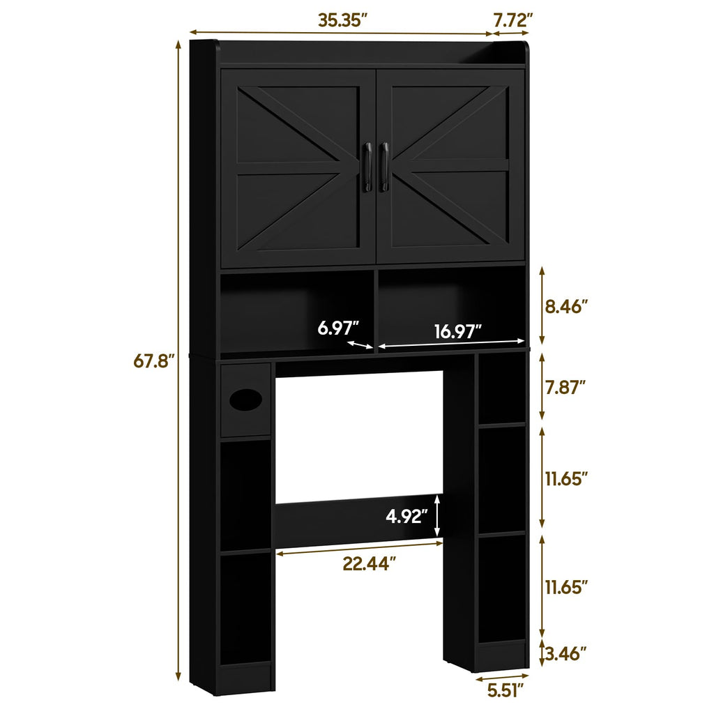 Over The Toilet Storage Cabinet with Barn Doors D203046