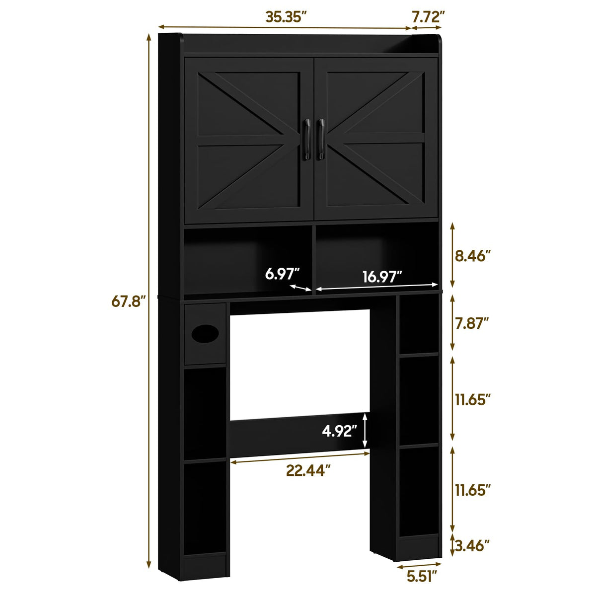 Over The Toilet Storage Cabinet with Barn Doors D203046