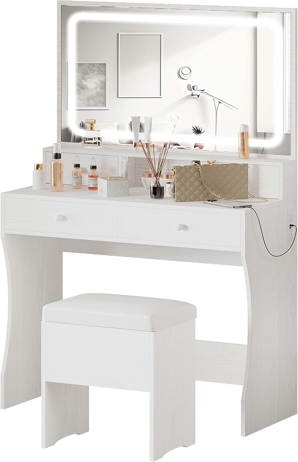 Vanity Desk with Charging Station L140