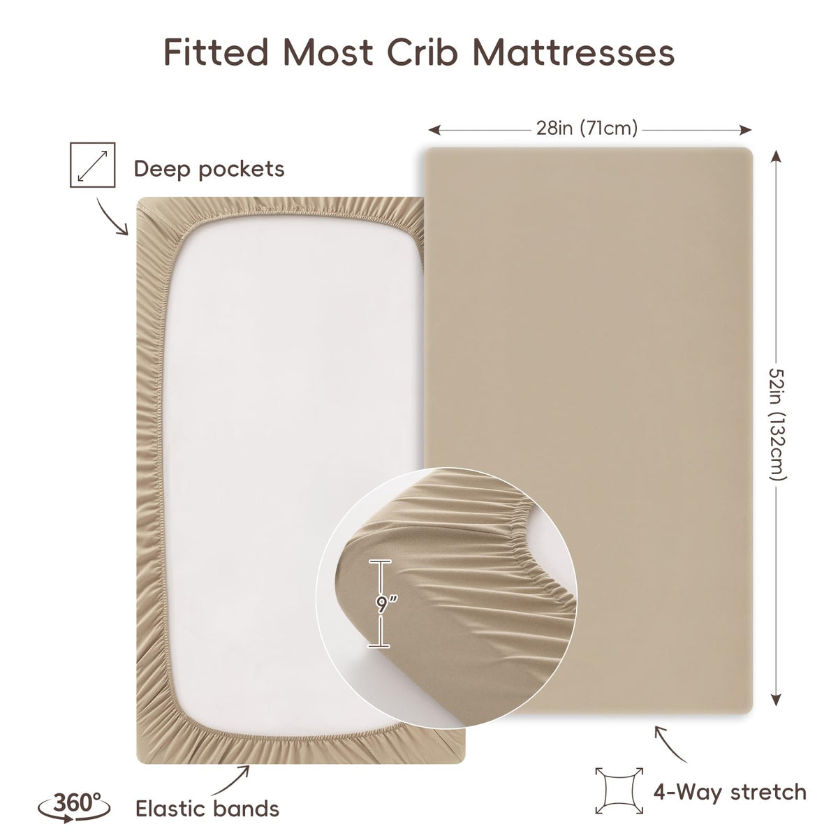 3 Pack Ultra Soft Breathable Fitted Crib Sheets 28x52 Inch U27088