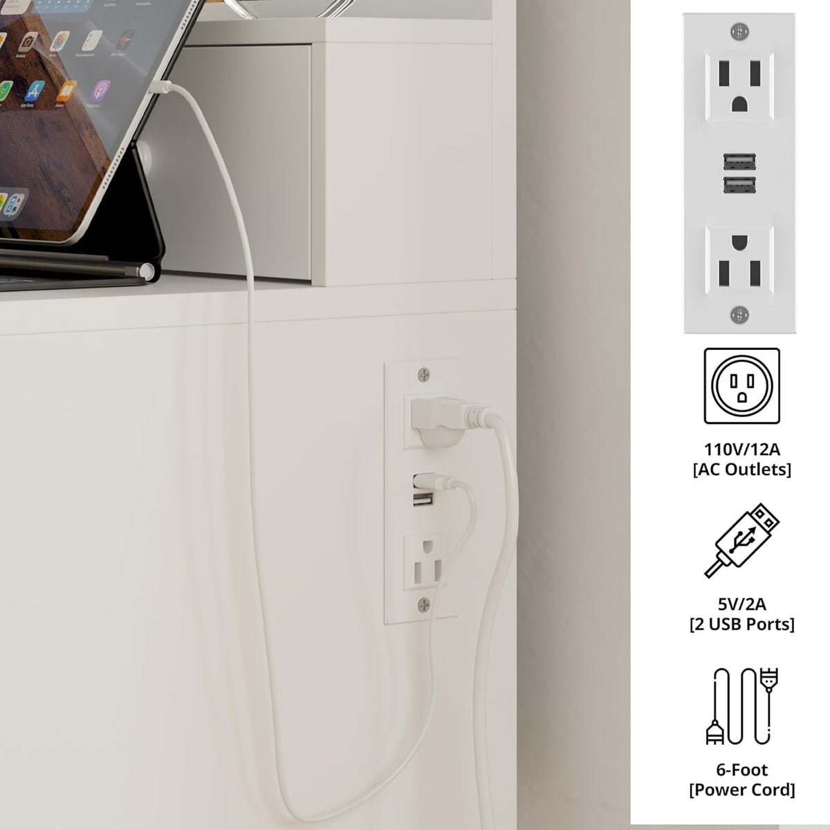 Vanity Desk with Charging Station L140