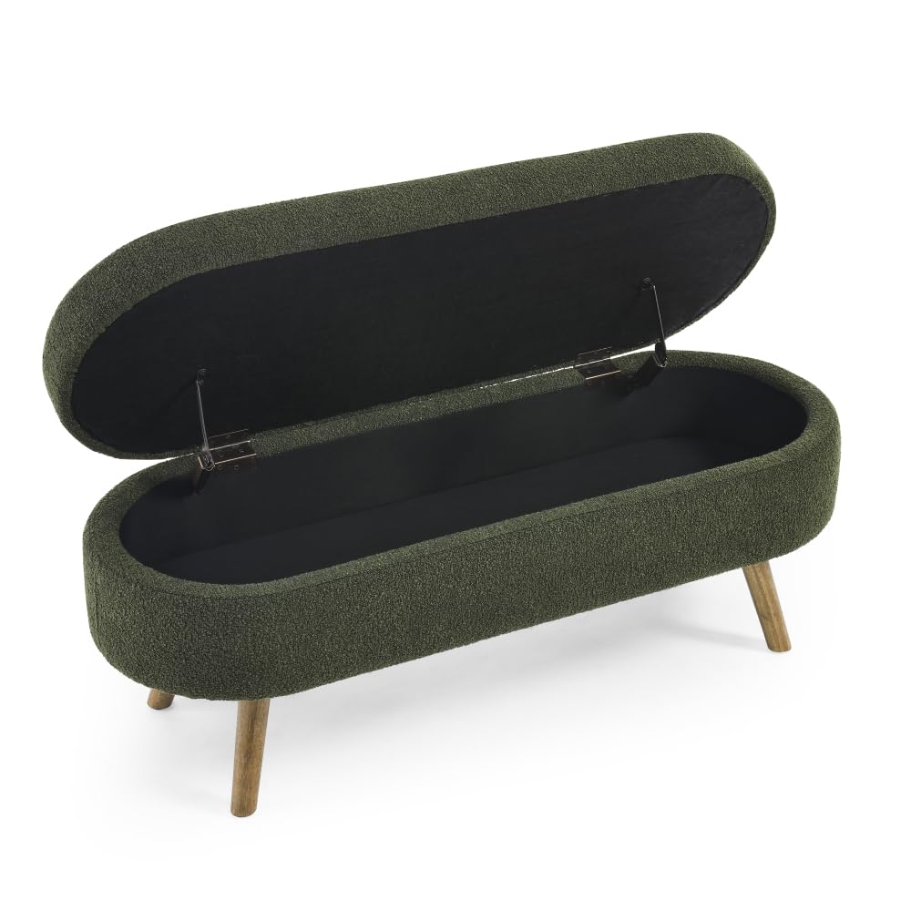 Oval Storage Bench with Rubber Wood Legs Z5398