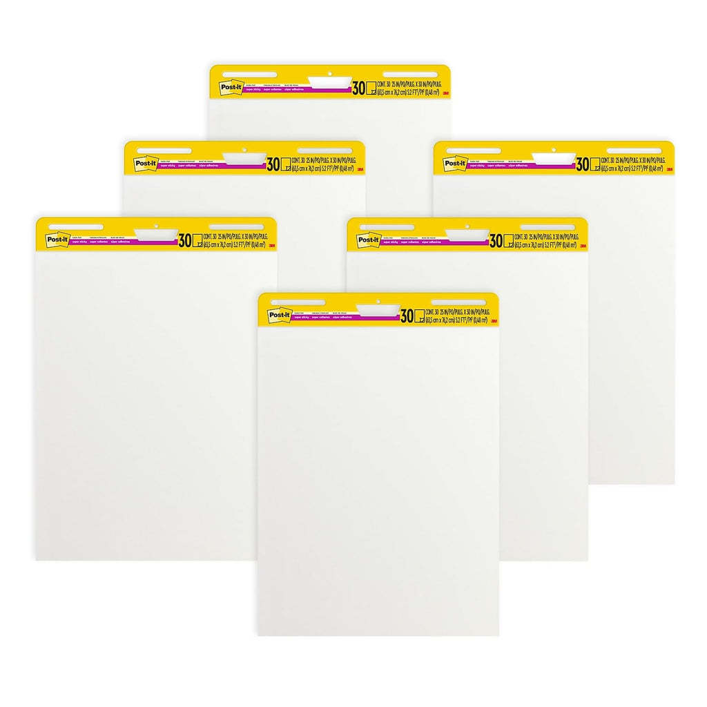 Super Sticky Wall Easel Pad, 25" x 30", 20 Sheets/Pad, 6 Pads/Pack B65738