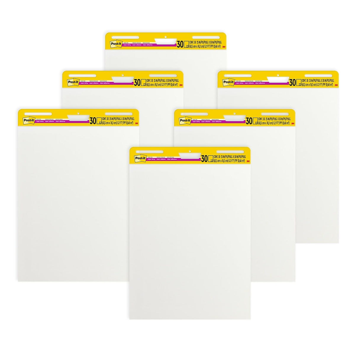 Super Sticky Wall Easel Pad, 25" x 30", 20 Sheets/Pad, 6 Pads/Pack B65738