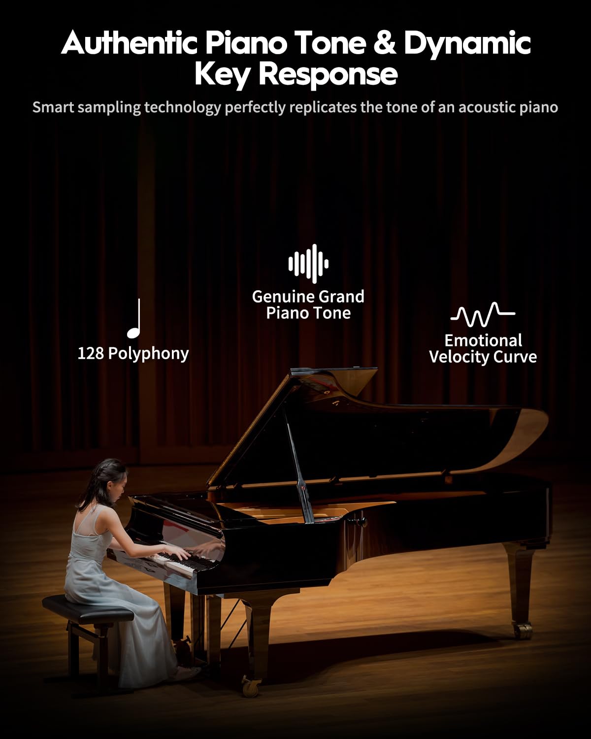 88 Keys Hammer-Action Fully Weighted Digital Piano with Furniture Stand B4370