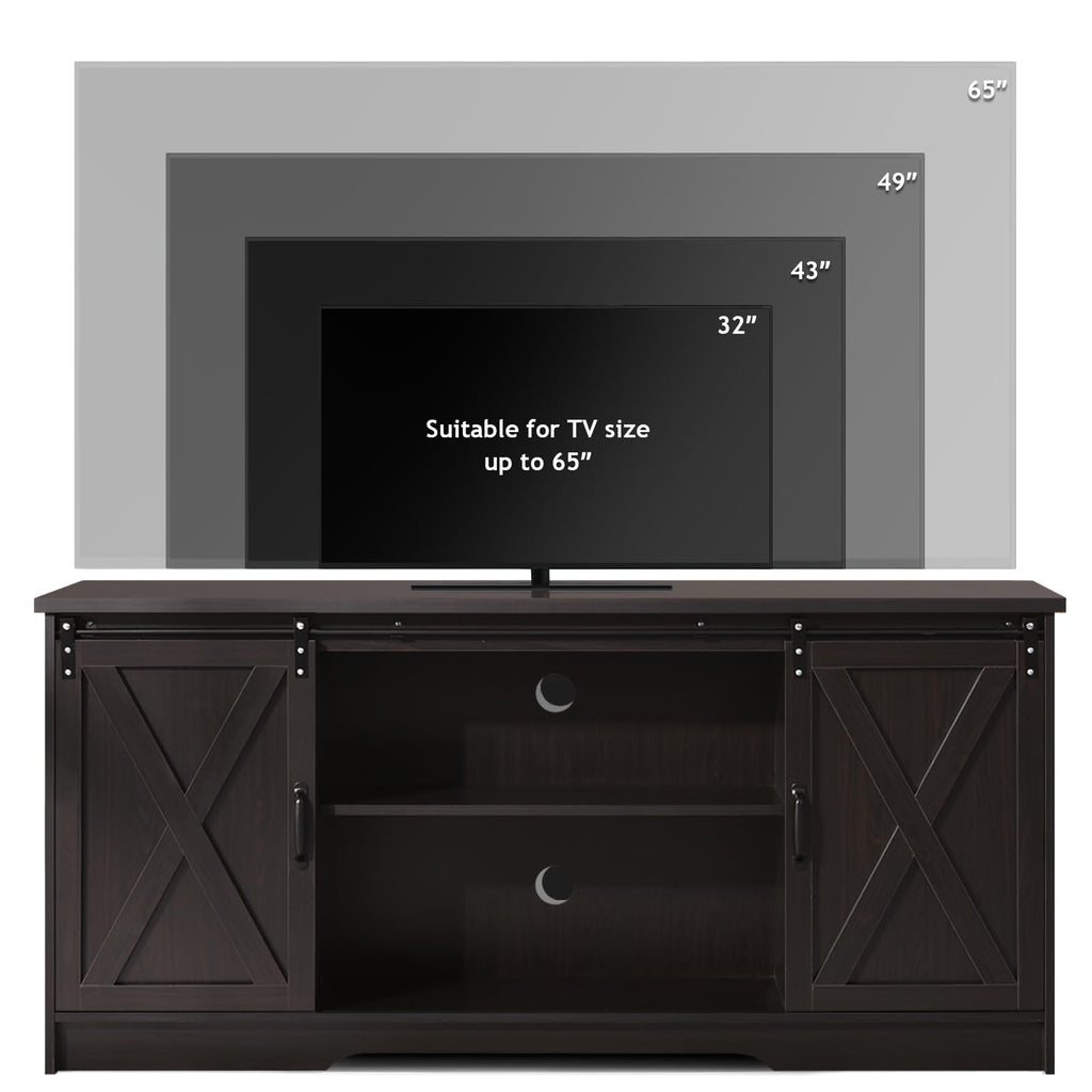 65 Inch TV Stand with Sliding Barn Doors G7382