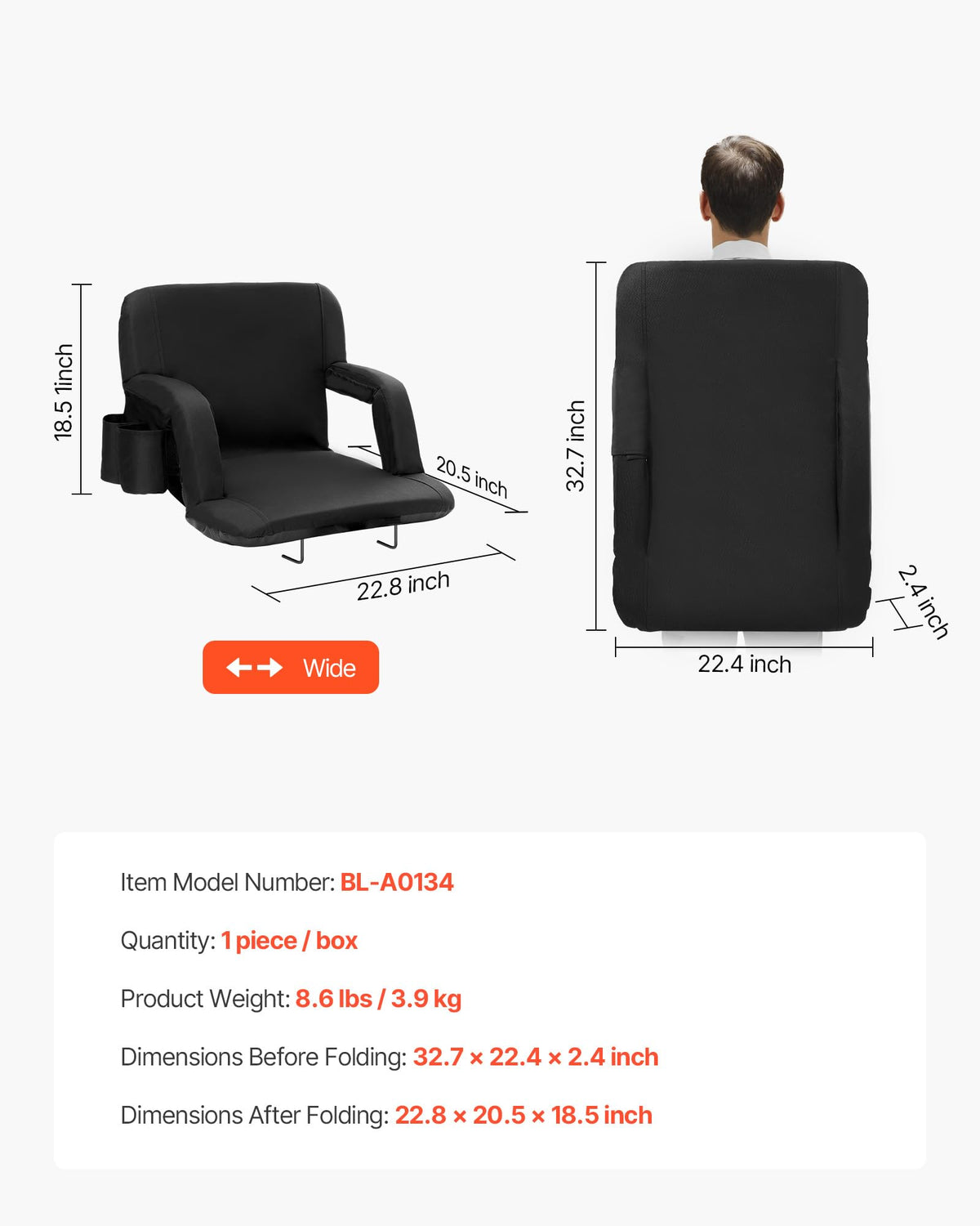 Folding Padded Stadium Seat with Cupholder K69183