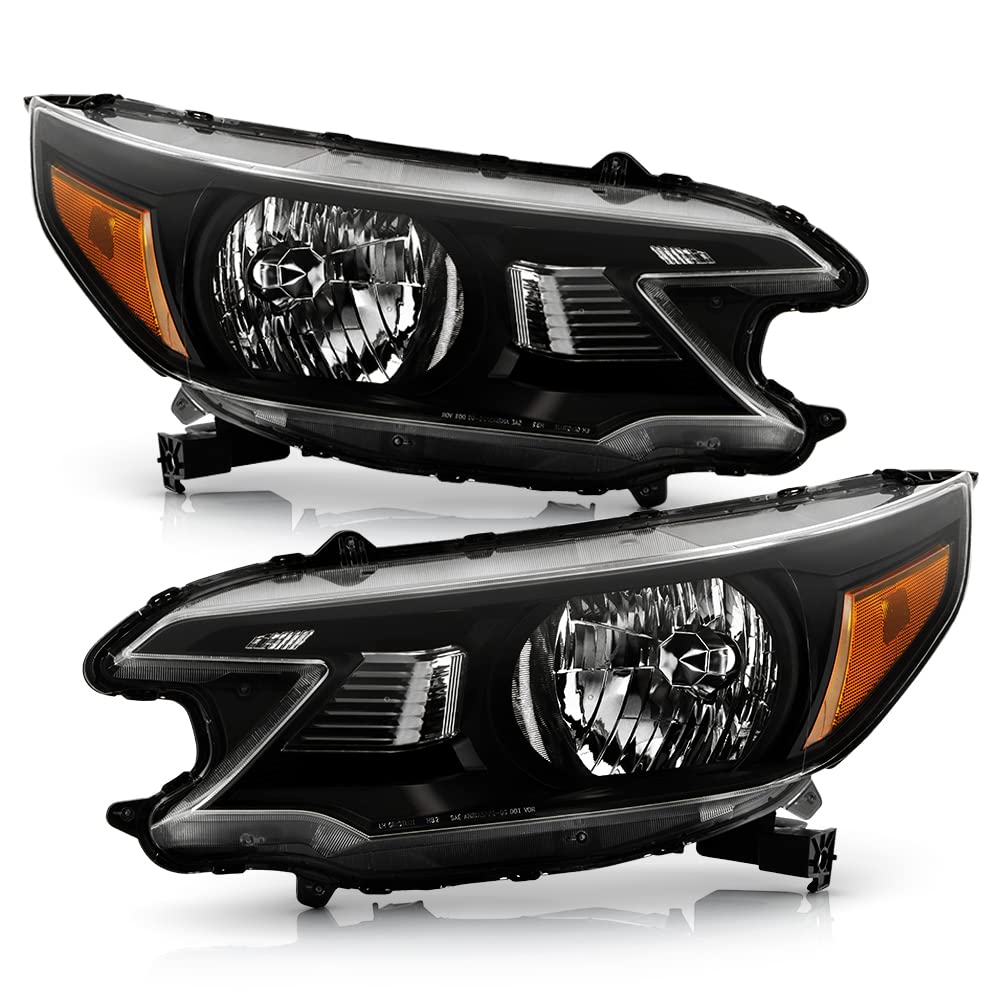 Black Headlights Headlamps Assembly Pair Set A593