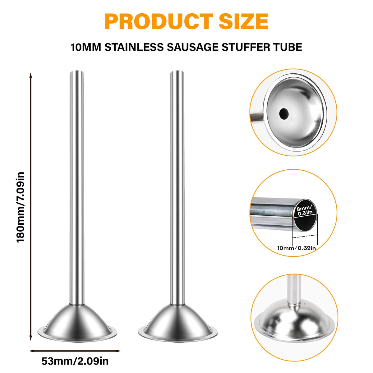 2 Pack 10mm Sausage Stuffer Tubes W2888