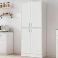 White Wood Storage Cabinet with Doors and Shelves N514