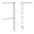 Wood Closet Organizer System with Tower and 3 Hang Rods and Shelving K6370
