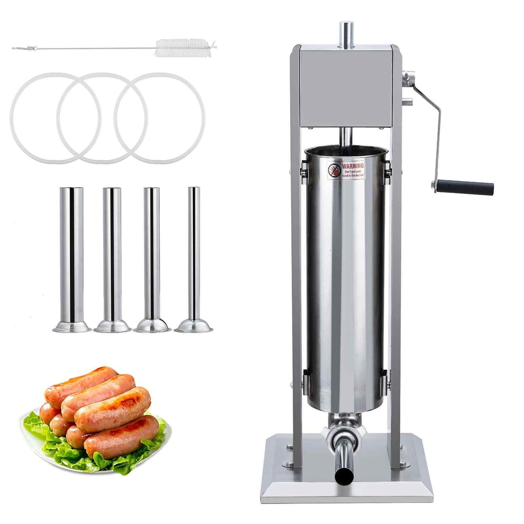 Manual Stainless Steel Sausage Stuffer with 4 Stuffing Tubes D777