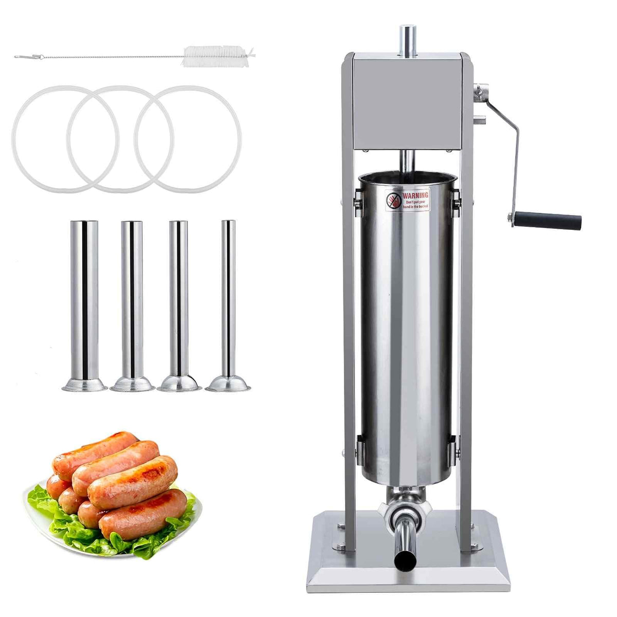 Manual Stainless Steel Sausage Stuffer with 4 Stuffing Tubes D777