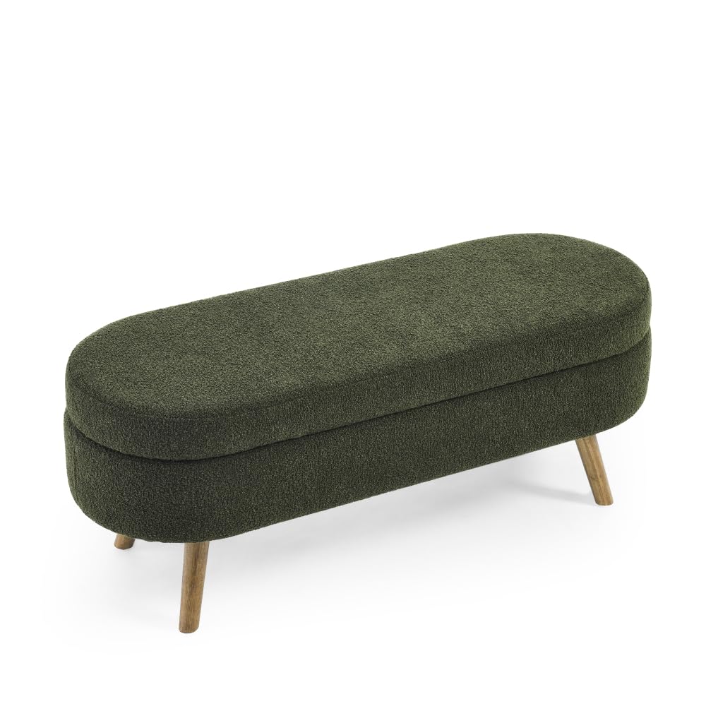 Oval Storage Bench with Rubber Wood Legs Z5398