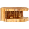 Solid Sheesham Wood Round Coffee Table with Storage Shelf F568