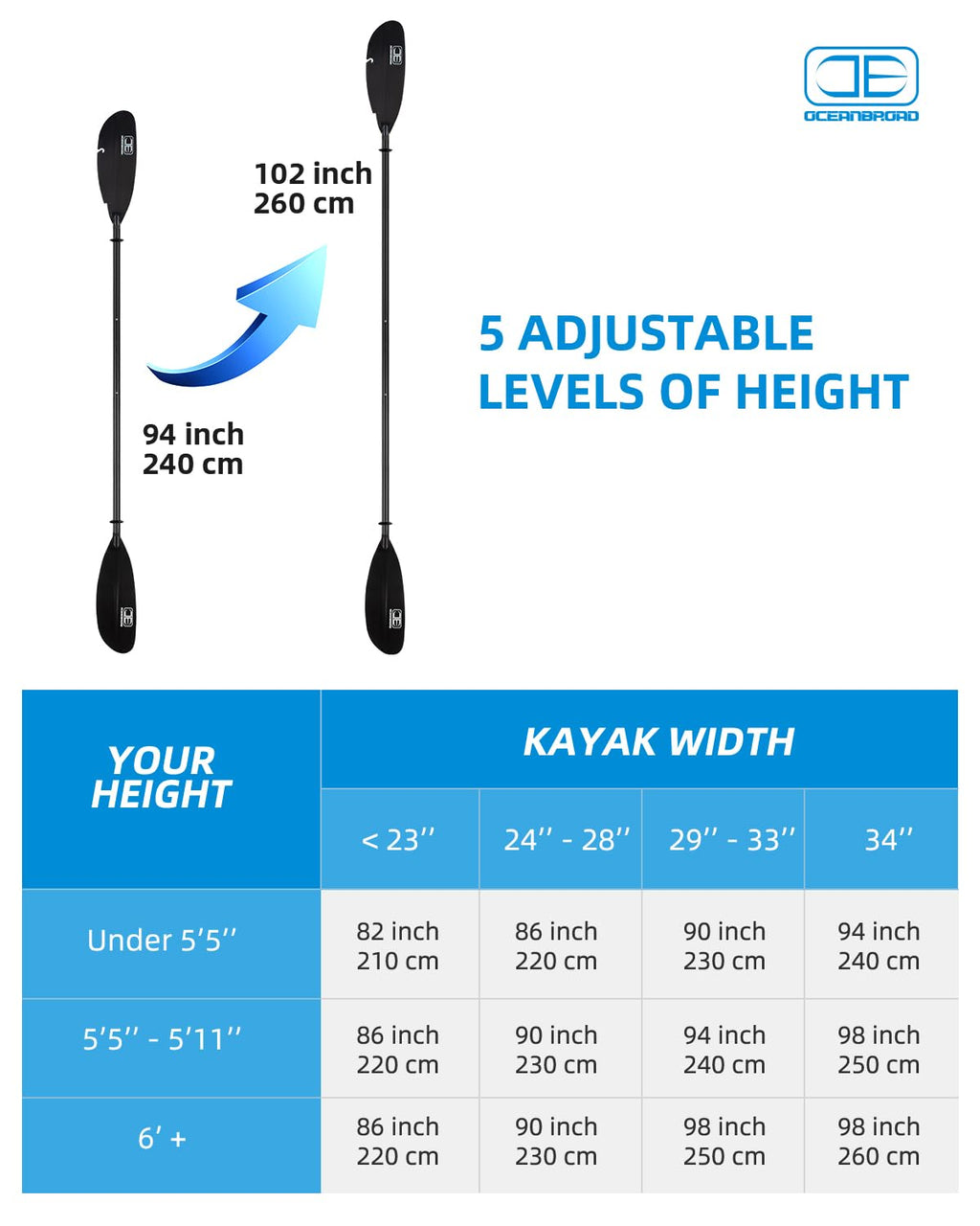 Adjustable Carbon Fiber Kayak Paddle E7574