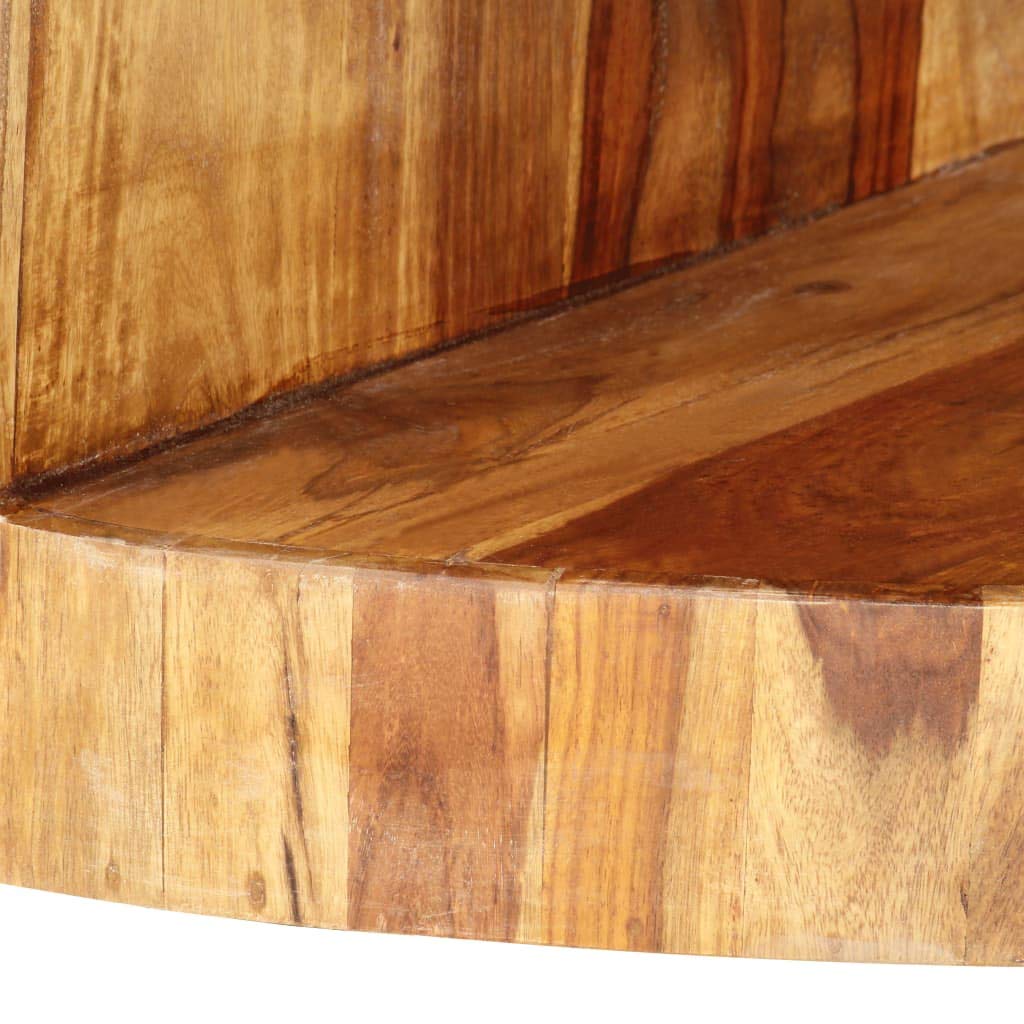 Solid Sheesham Wood Round Coffee Table with Storage Shelf F568