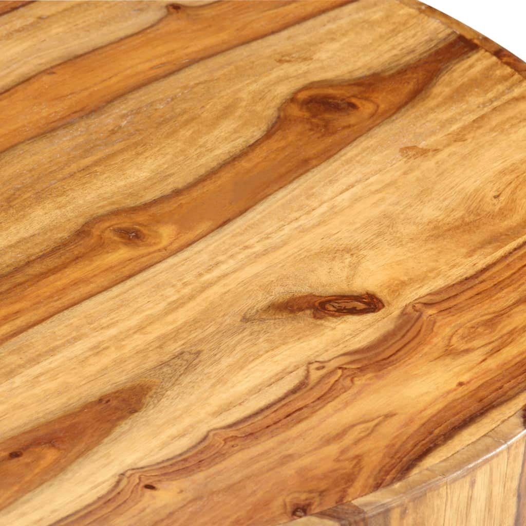 Solid Sheesham Wood Round Coffee Table with Storage Shelf F568