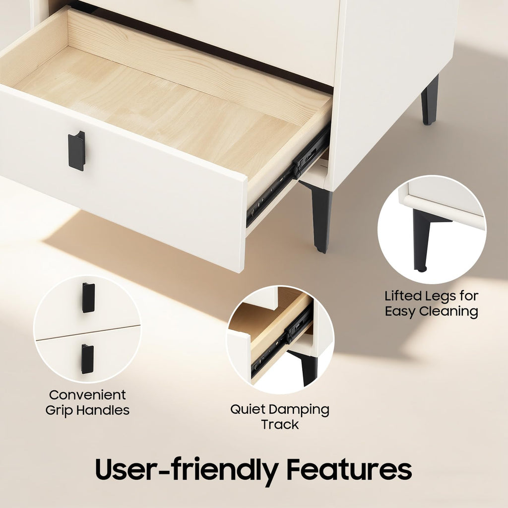 LED Nightstand with Charging Station and Drawers C34053