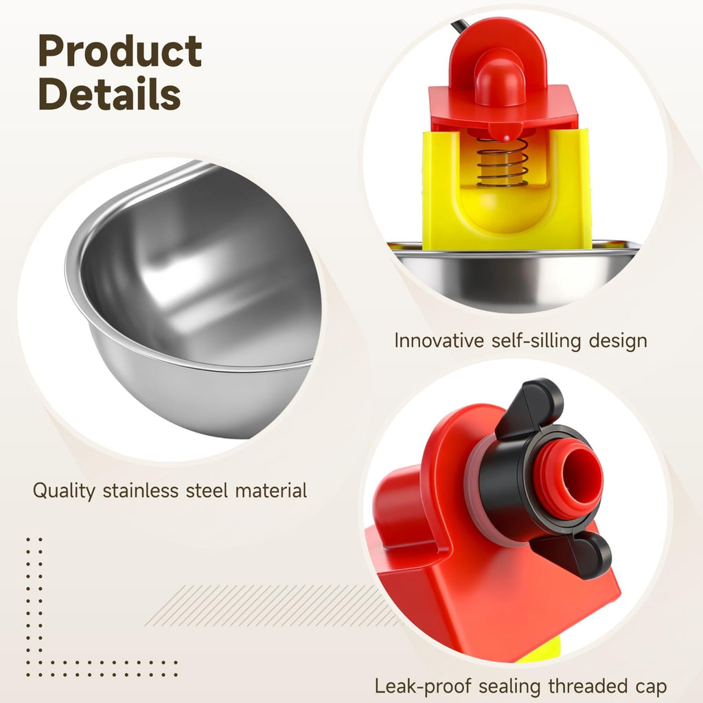 12 Pcs Stainless Self-Filling Chicken Water Cups G79790