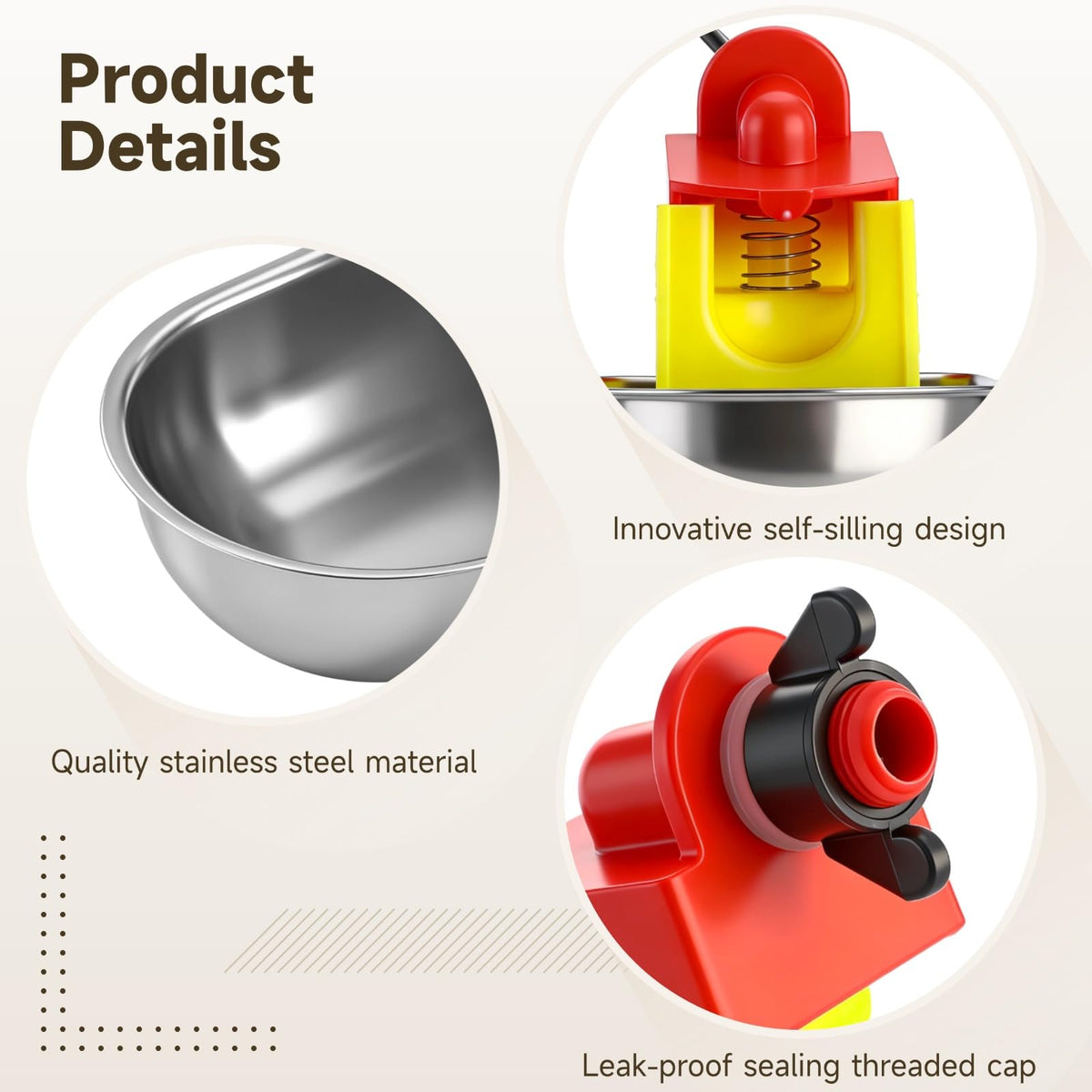 12 Pcs Stainless Self-Filling Chicken Water Cups G79790
