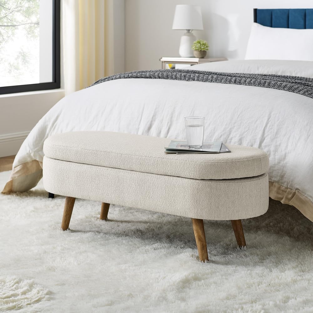 Oval Storage Bench with Rubber Wood Legs Z5398