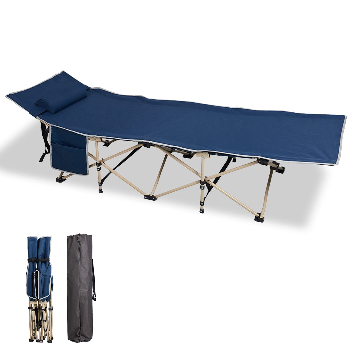 Folding Camping Cot with Carry Bag Pocket Pillow K99745