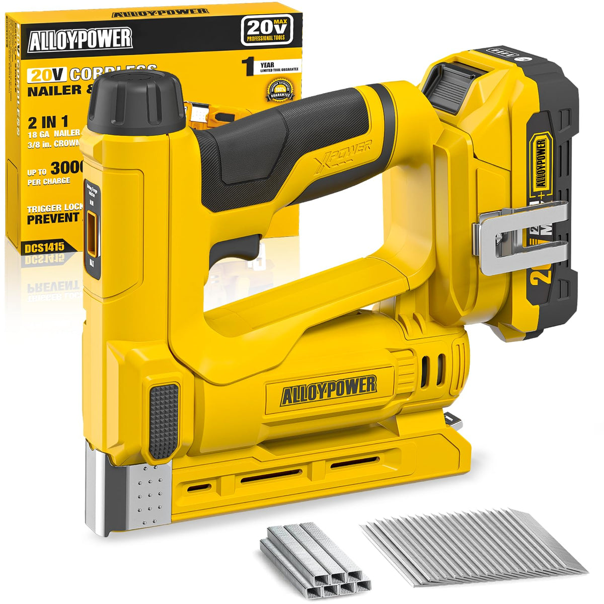 3/8'' Crown 18 Gauge 2 in 1 Cordless Brad Nailer/Electric Stapler with Battery & Charger G75160
