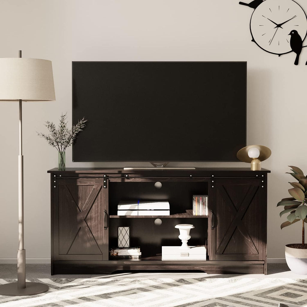 65 Inch TV Stand with Sliding Barn Doors G7382
