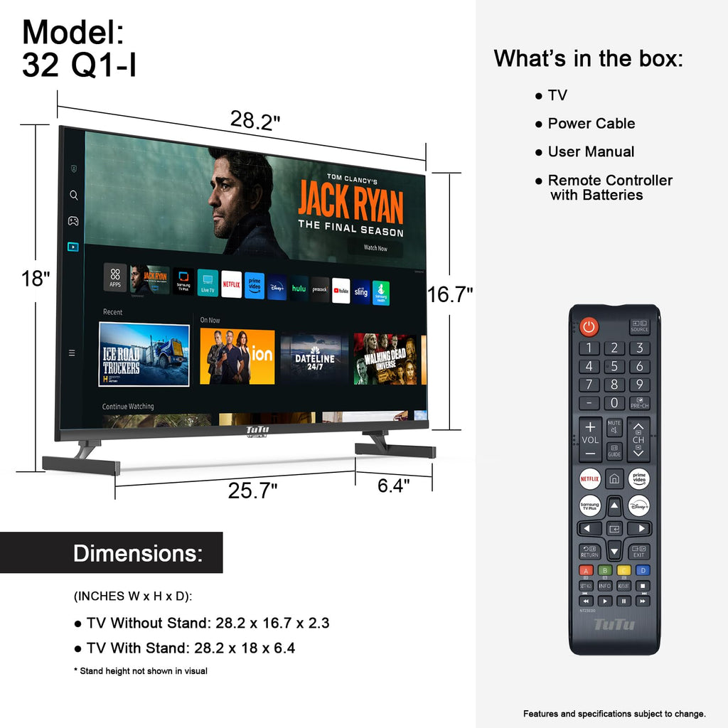 32 Inch FHD Smart TV 1080p Full HD Central Stand with HDR Dolby Audio R67008