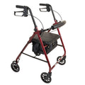 Aluminum Rollator Walker with Seat, 6-inch Wheels, Foldable, Burgundy L3625