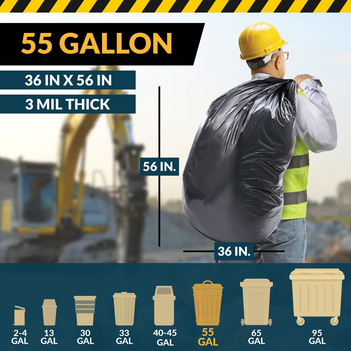 55 Gallon Heavy Duty Trash Bags C623