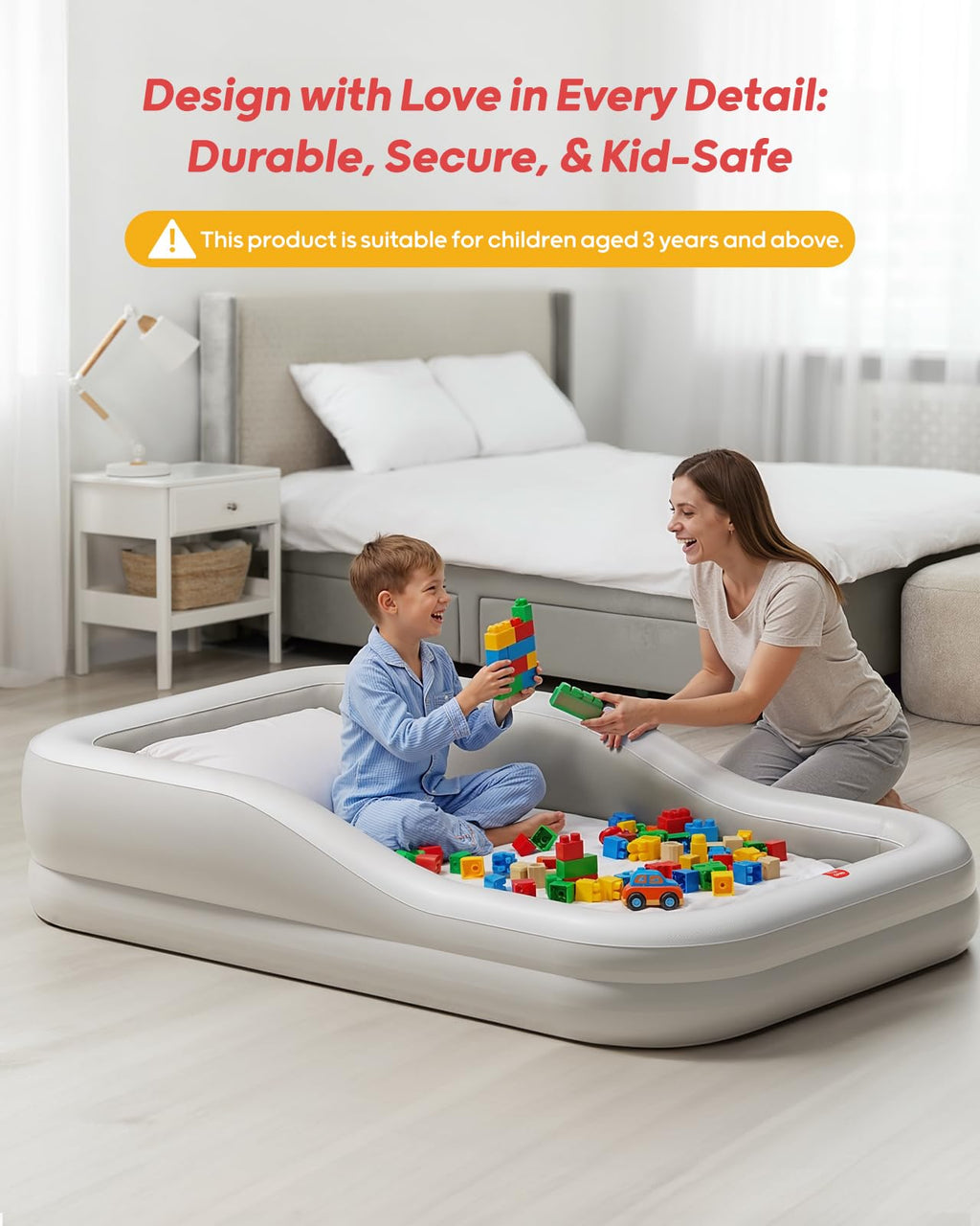 Inflatable Toddler Travel Bed Extra Large Gray E2823