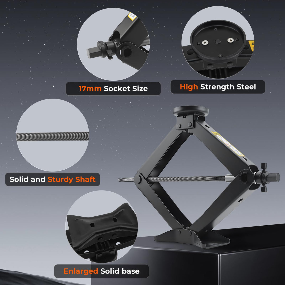 3-Ton Scissor Jack Kit with Rubber Jack Pads V44884